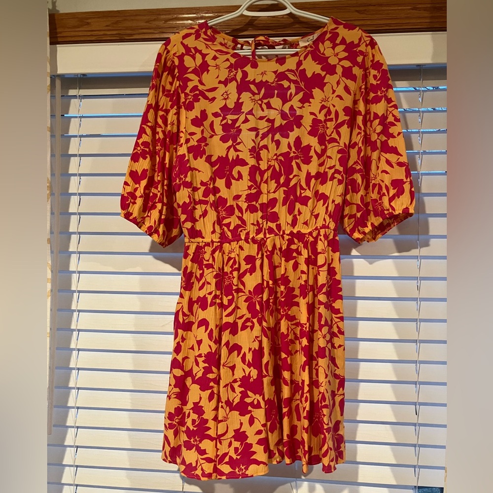 Floral Red and Yellow Dress